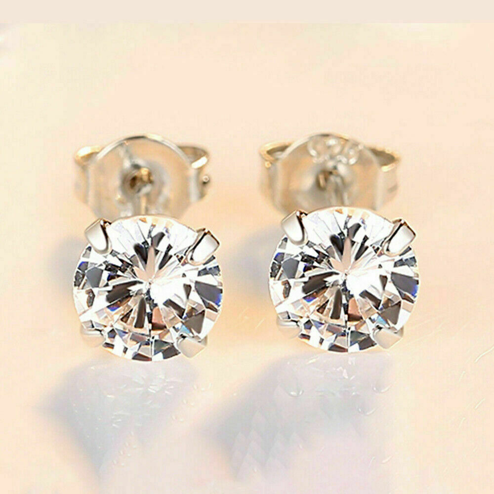 CZ Earrings: Classic Sterling Silver Round Jewelry