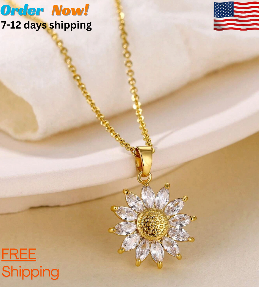 18K Gold Plated Flower Pendant Necklace for Women