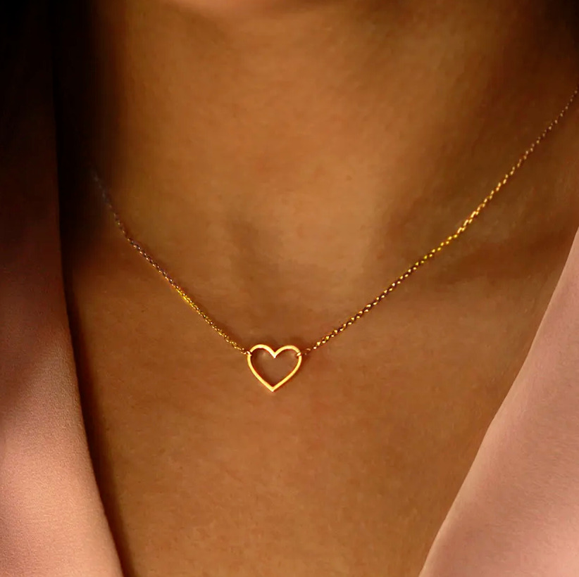 Heart pendant necklace with 18K gold plating, handmade