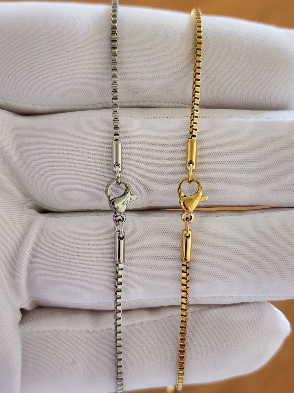 Gold Plated Stainless Steel Box Chain Unisex Necklace