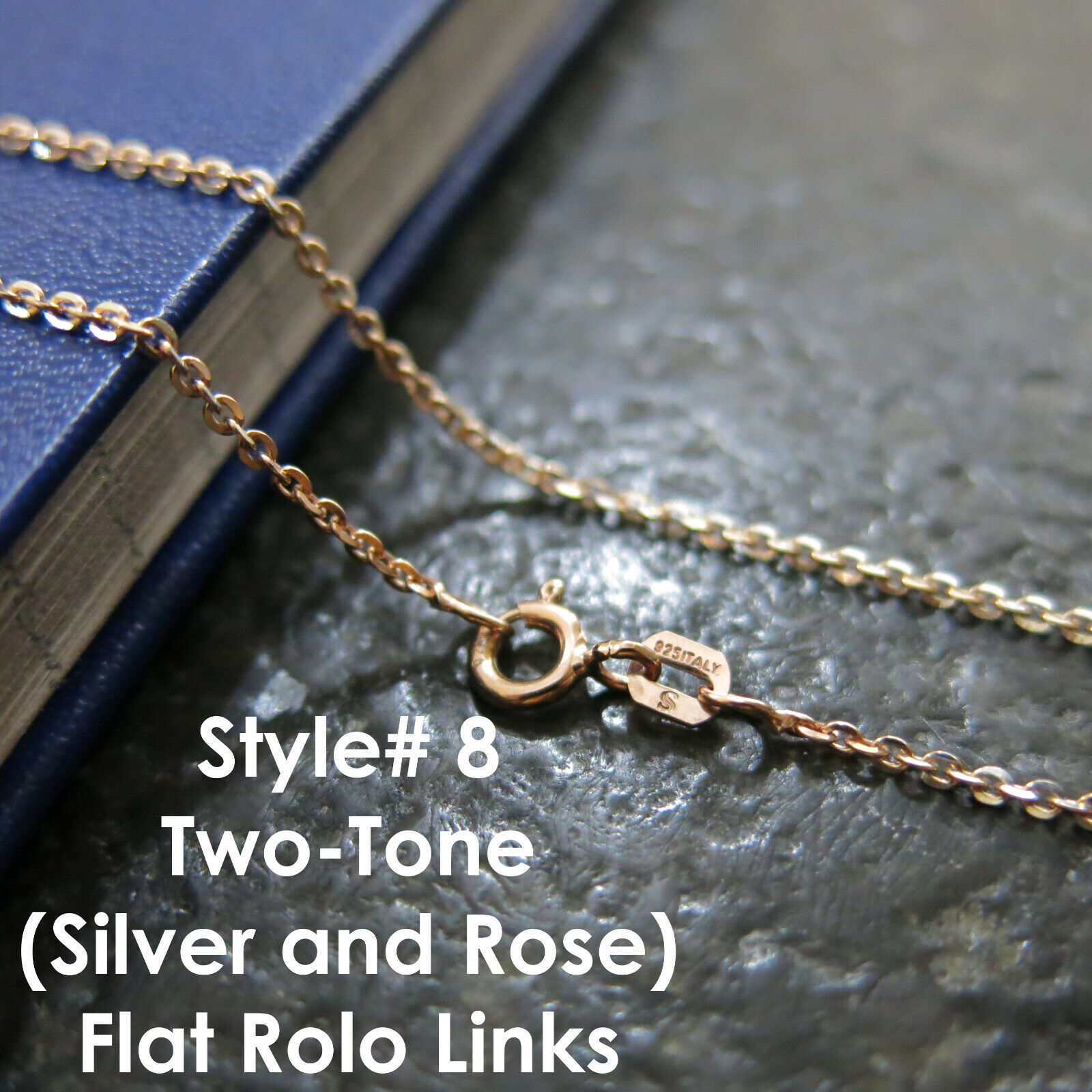 Rose Gold Plated Sterling Silver Chain Necklace Italy
