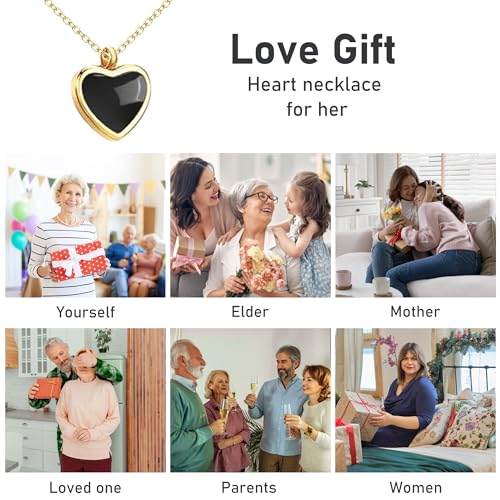 Gold Heart Necklace | Black Tourmaline Jewelry | Trendy Handmade