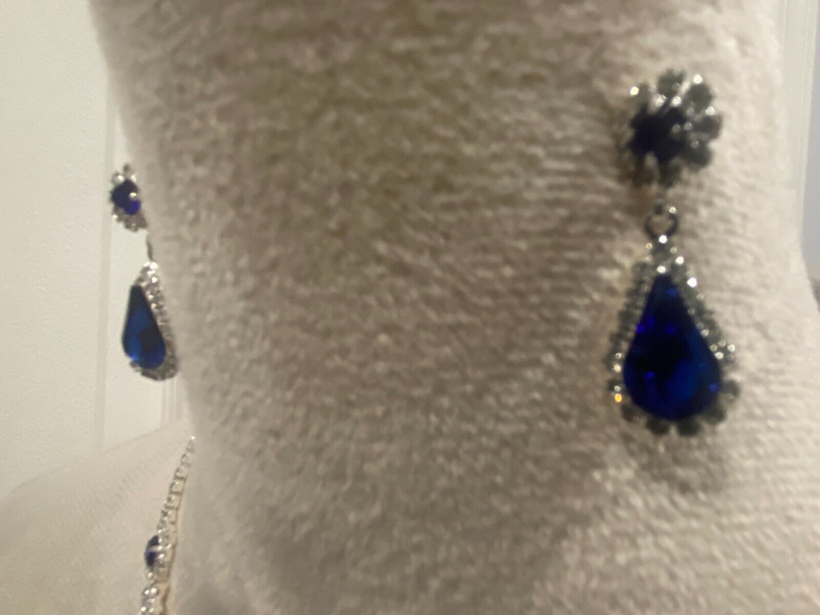 Blue Crystal Necklace and Earrings Set