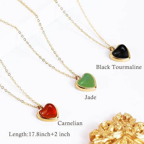 Gold Heart Necklace | Black Tourmaline Jewelry | Trendy Handmade