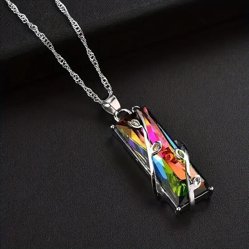 Colorful Crystal Branch Pendant Necklace - Handmade Fashion Jewelry
