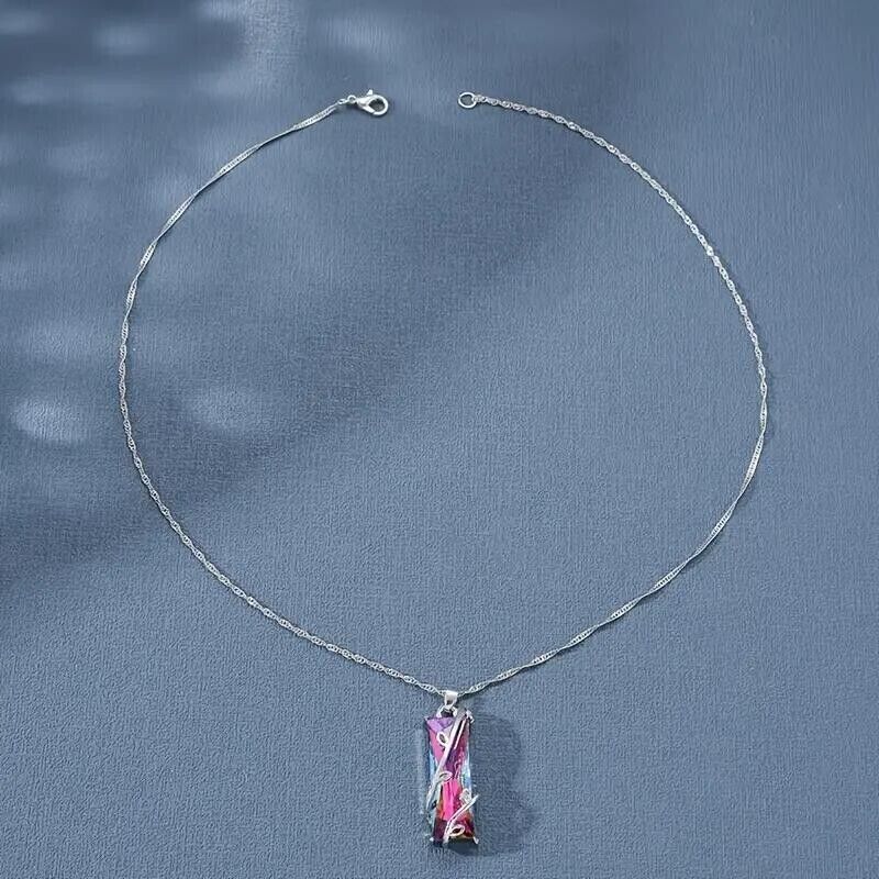 Colorful Crystal Branch Pendant Necklace - Handmade Fashion Jewelry