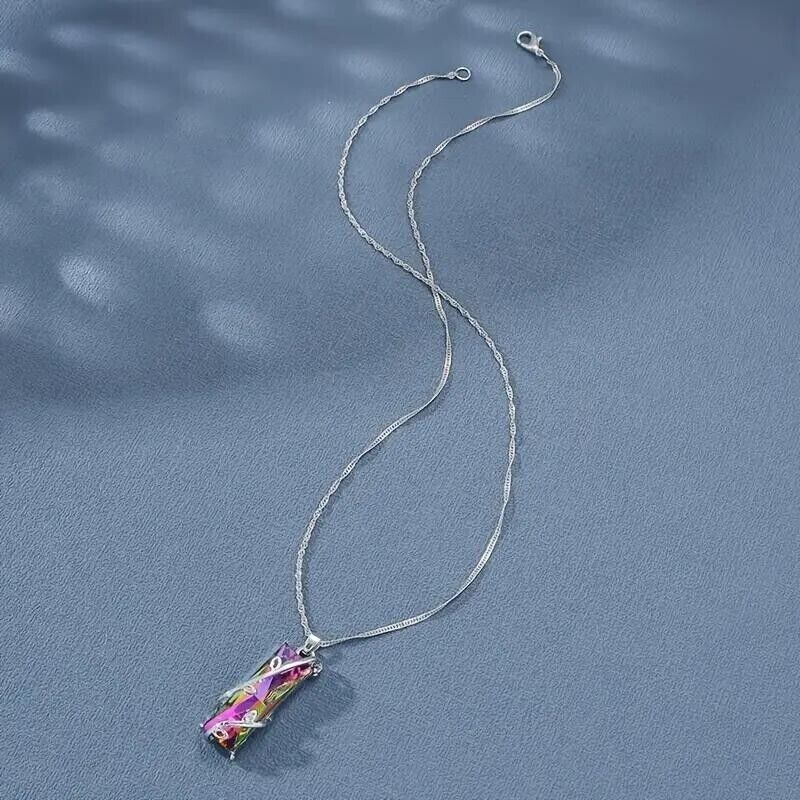 Colorful Crystal Branch Pendant Necklace - Handmade Fashion Jewelry