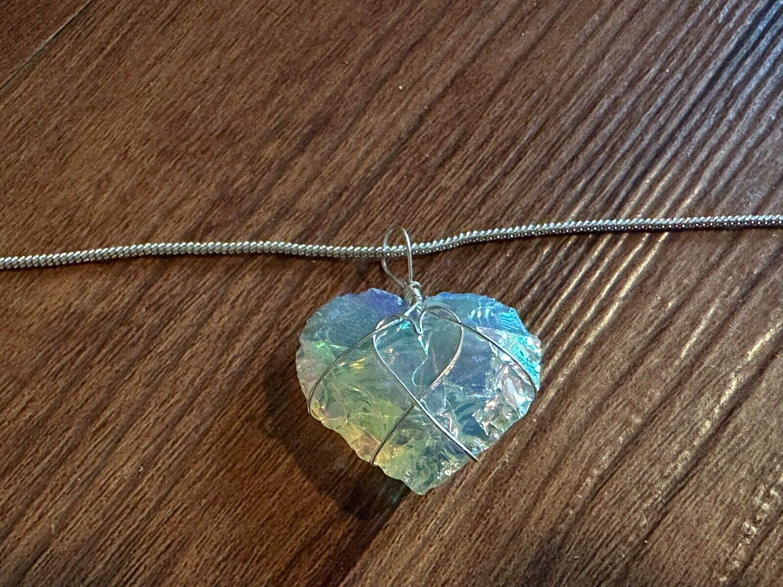 Moonstone Heart Pendant Necklace Gemstone Healing Crystal Jewelry