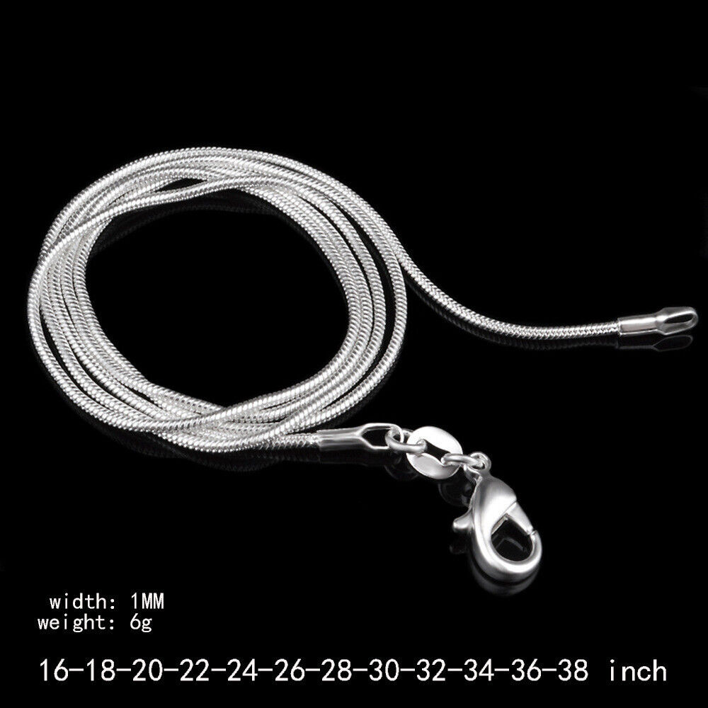 10PCS Wholesale 1mm Snake Chain Necklace Sterling Silver