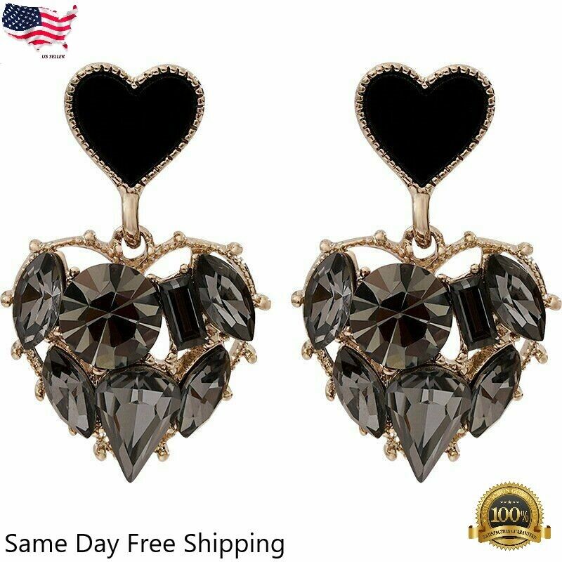 Zircon Love Heart Stud Earrings - Handmade Silver