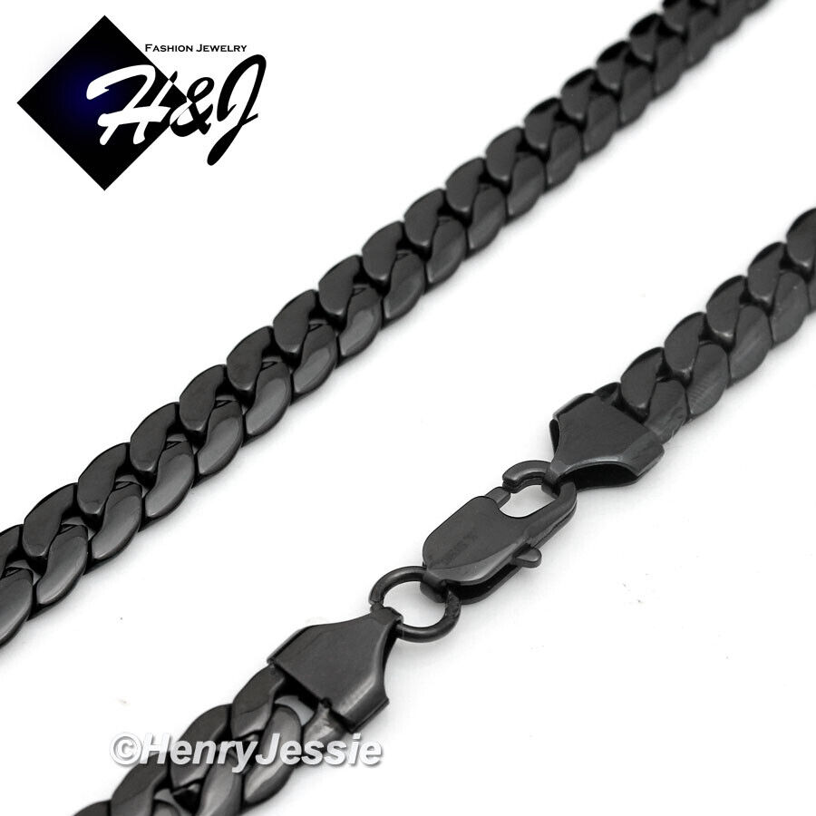 Men's Handmade Black Plated Miami Cuban Chain Necklace