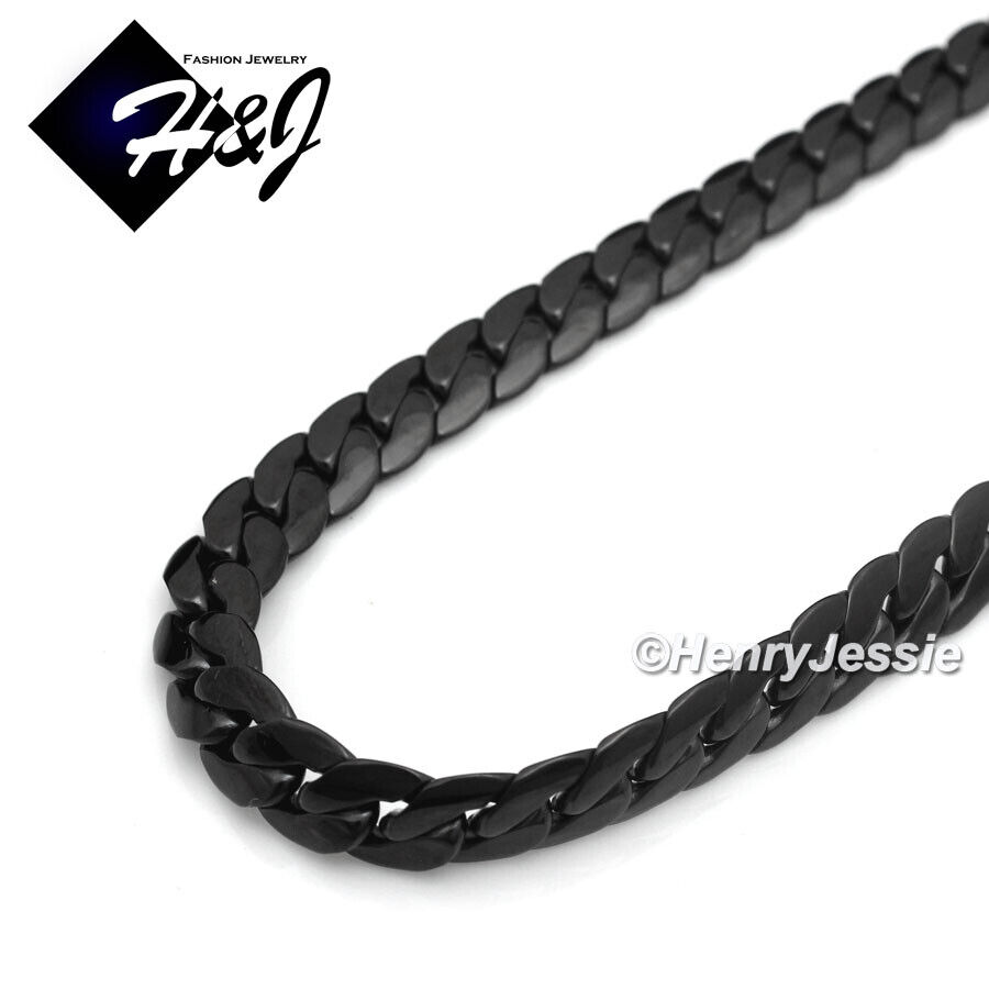 Black Plated Stainless Steel Miami Cuban Chain Necklace
