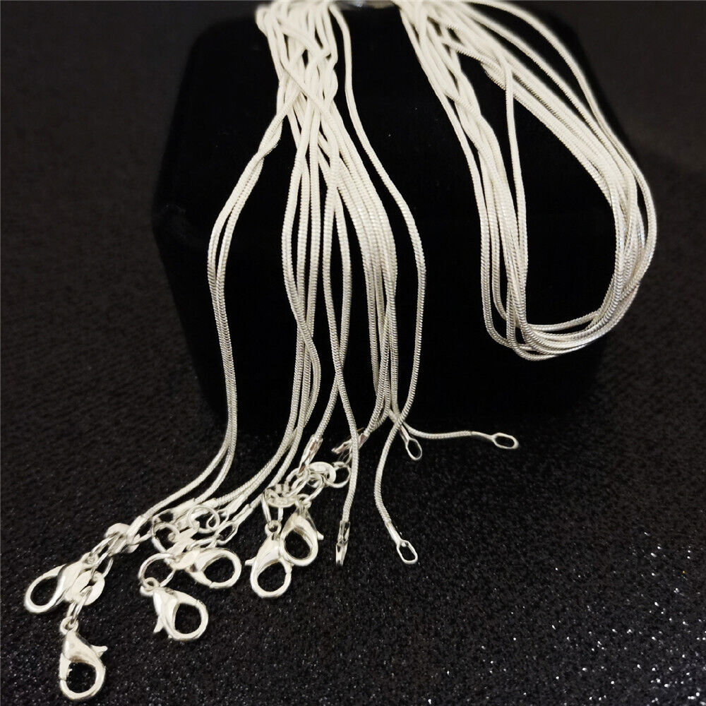 10PCS Wholesale 1mm Snake Chain Necklace Sterling Silver