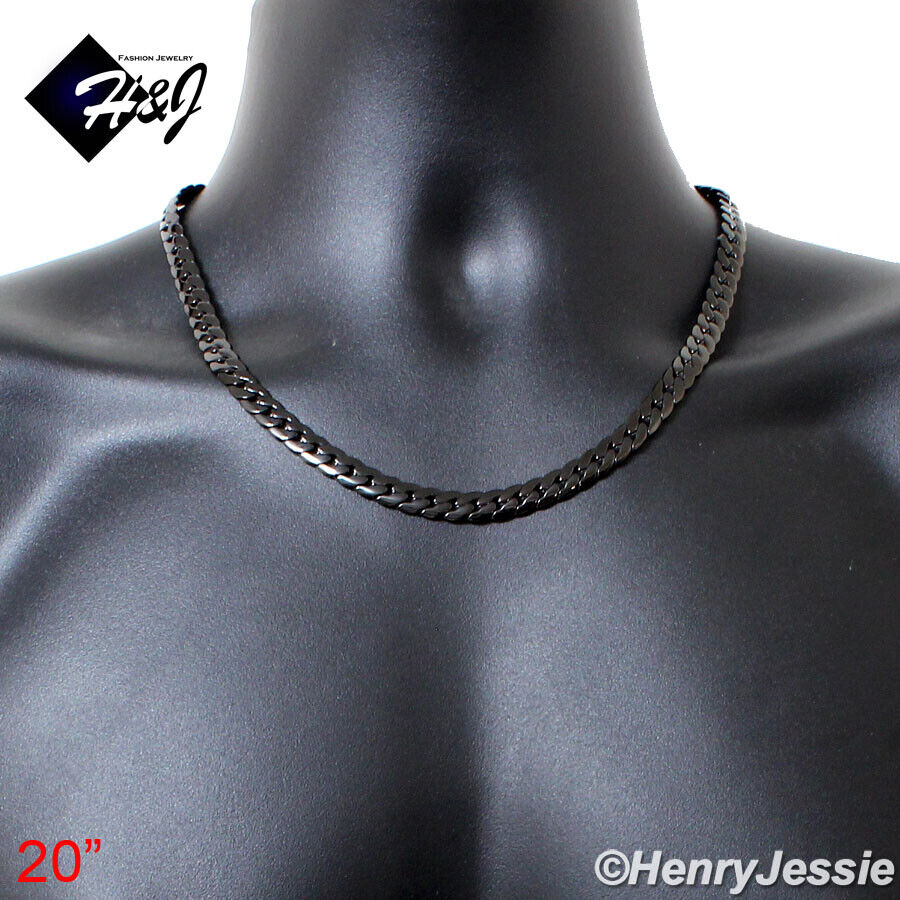 Black Plated Stainless Steel Miami Cuban Chain Necklace