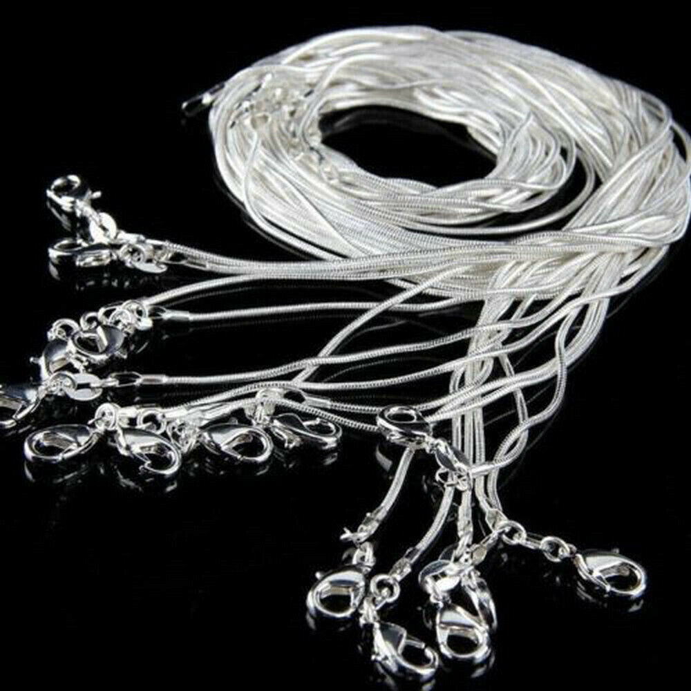10PCS Wholesale 1mm Snake Chain Necklace Sterling Silver