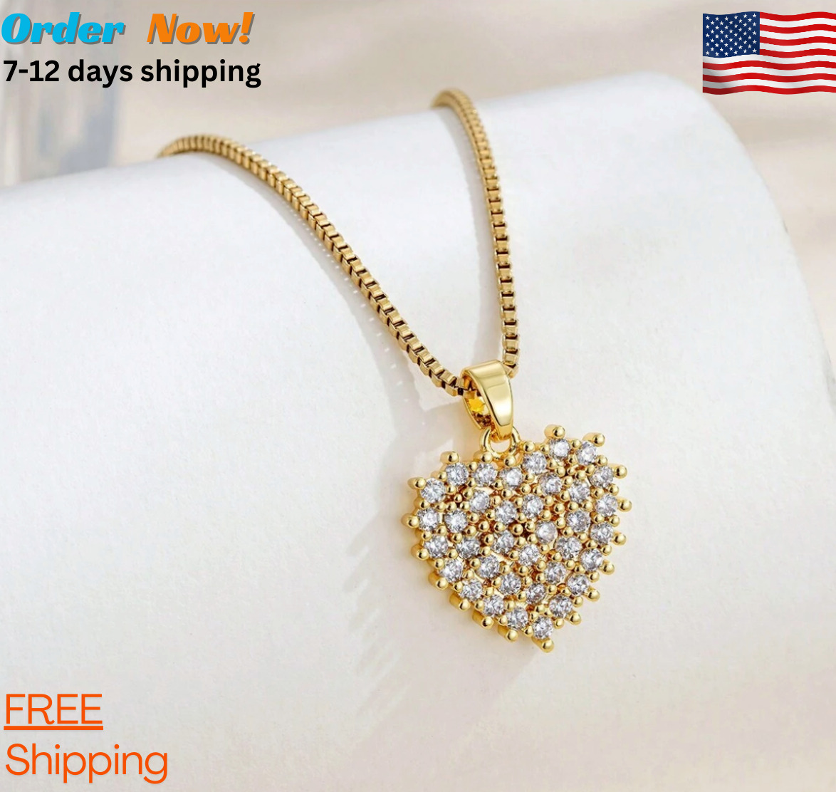 Heart Pendant Necklace - 18K Gold Plated Stainless