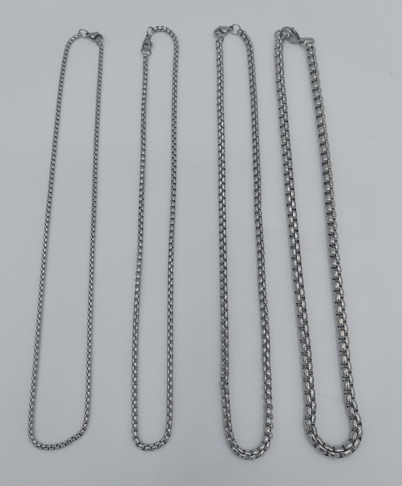 Silver Stainless Steel Chain Necklace in Various Lengths and Widths
