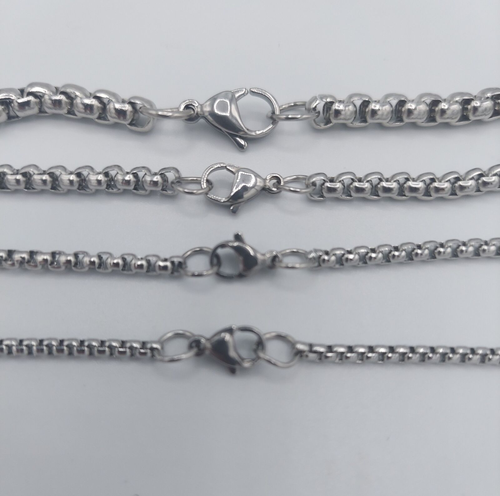 Silver Stainless Steel Chain Necklace in Various Lengths and Widths