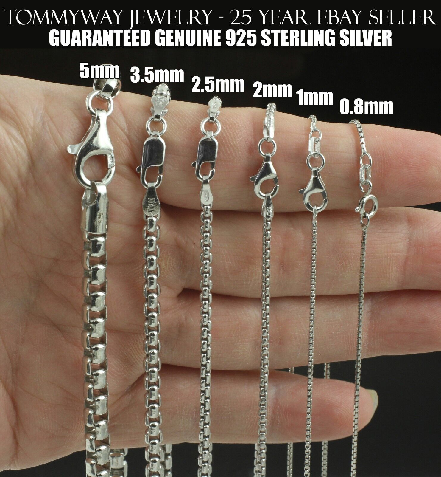 925 Sterling Silver Round Box Chain Necklace