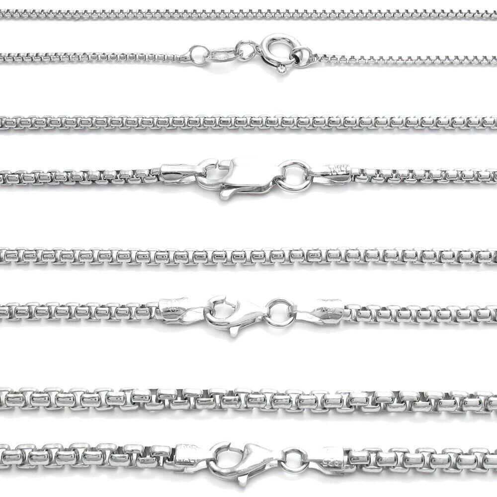 925 Sterling Silver Round Box Chain Necklace