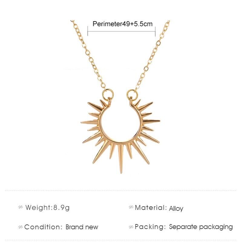 Gold Sun Pendant Necklace - Bohemian Style Jewelry