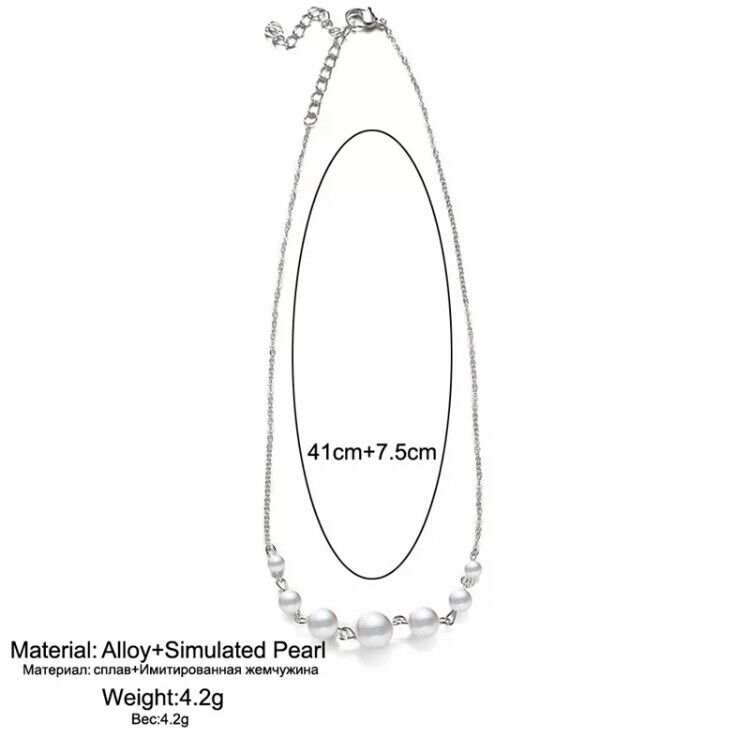 Silver Pearl Choker Necklace - Women's Fashion Jewelry