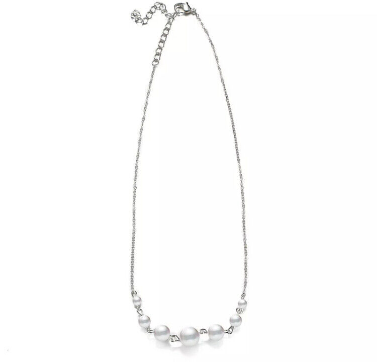 Silver Pearl Choker Necklace - Women's Fashion Jewelry