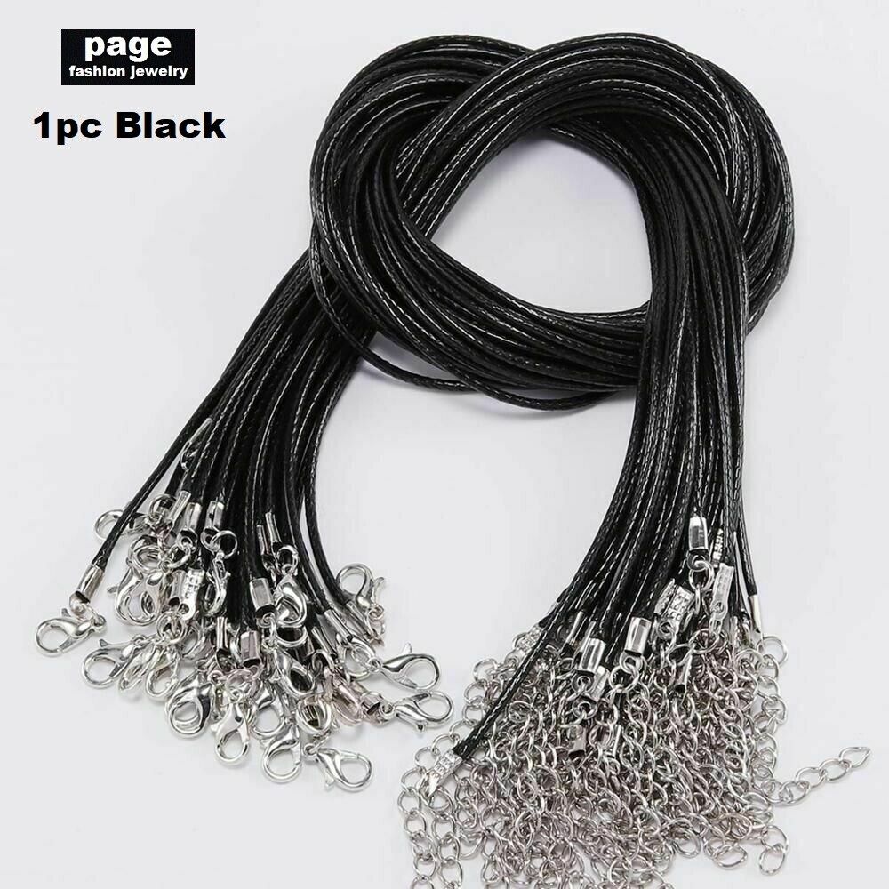 Multicolor Braided Rope Necklace with Leather Cord, 18