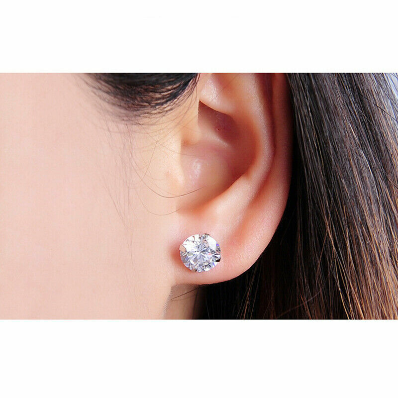 925 Sterling Silver Round Stud Earrings with Cubic Zirconia