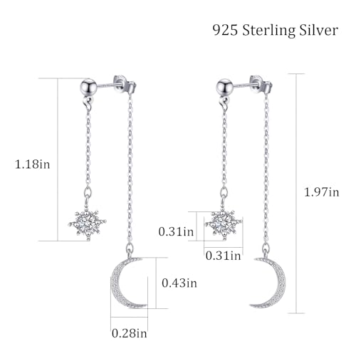 Celestial Sun Moon Star Earrings 925 Sterling Silver