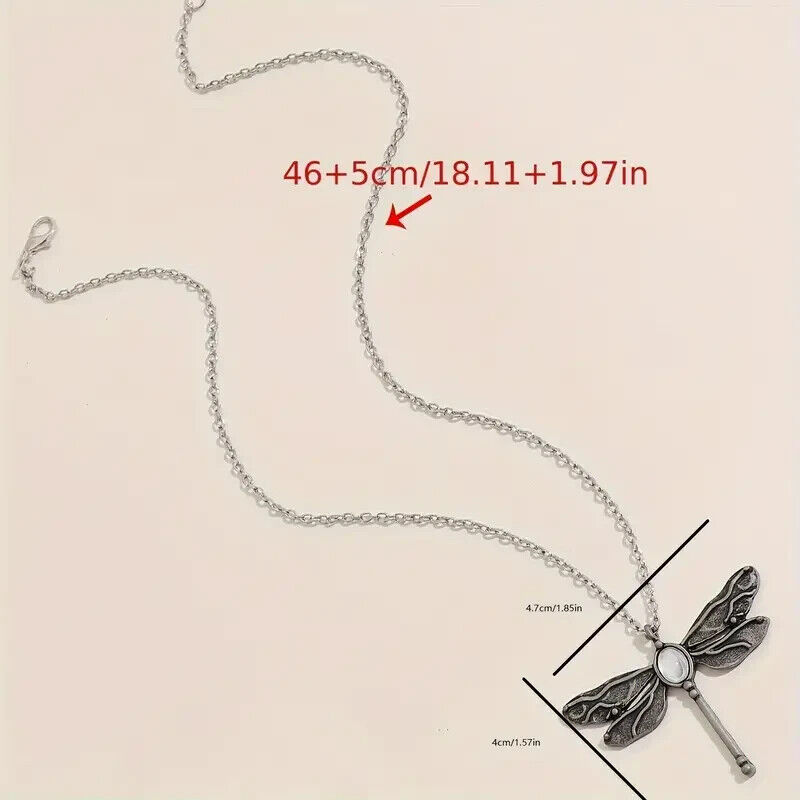 Dragonfly Moonstone Pendant Necklace - Retro Vintage Party Fashion