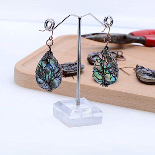 Teardrop Abalone Shell Tree of Life Earrings for Women