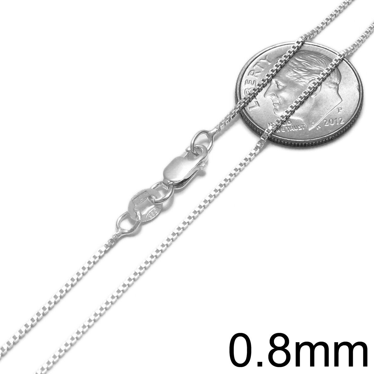 925 Sterling Silver Box Chain Necklace with Lobster Lock