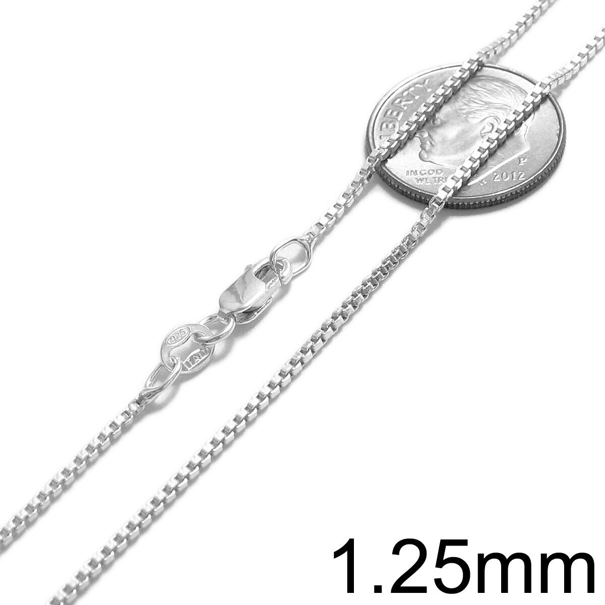 925 Sterling Silver Box Chain Necklace with Lobster Lock