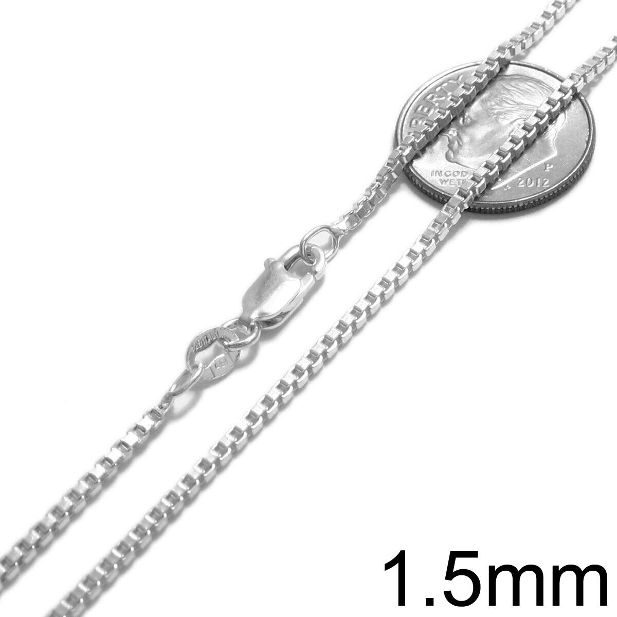 925 Sterling Silver Box Chain Necklace with Lobster Lock