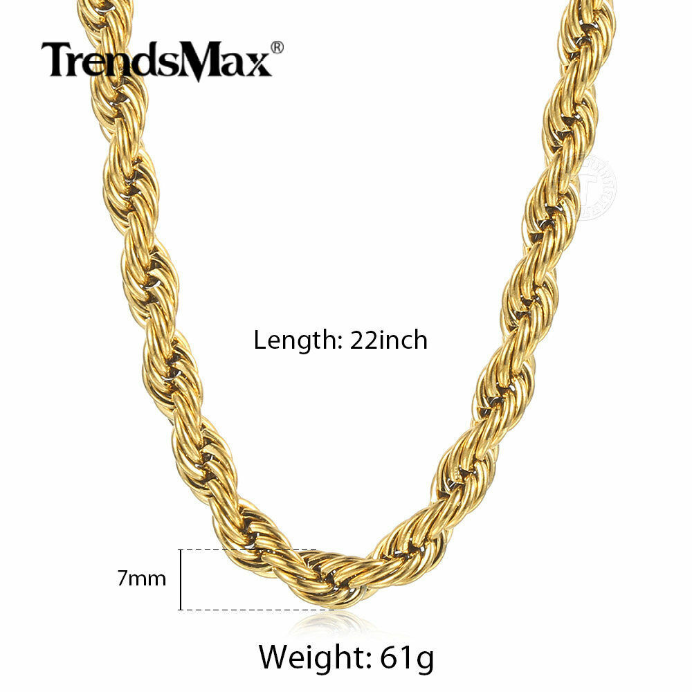 Men's Stainless Steel Twisted Rope Chain Necklace Choker