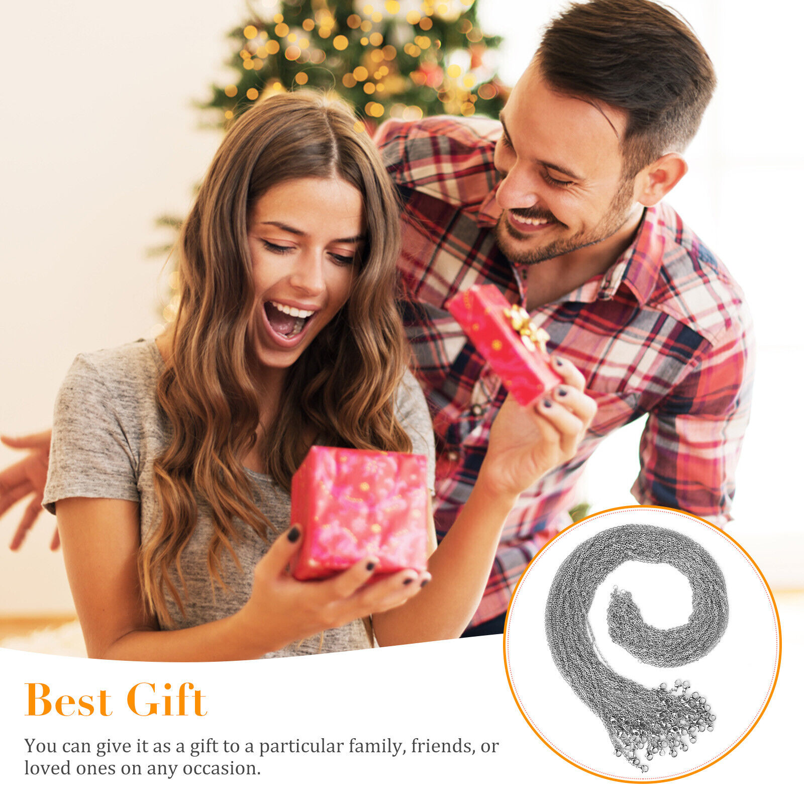 Silver tone chain necklace for DIY jewelry making gift