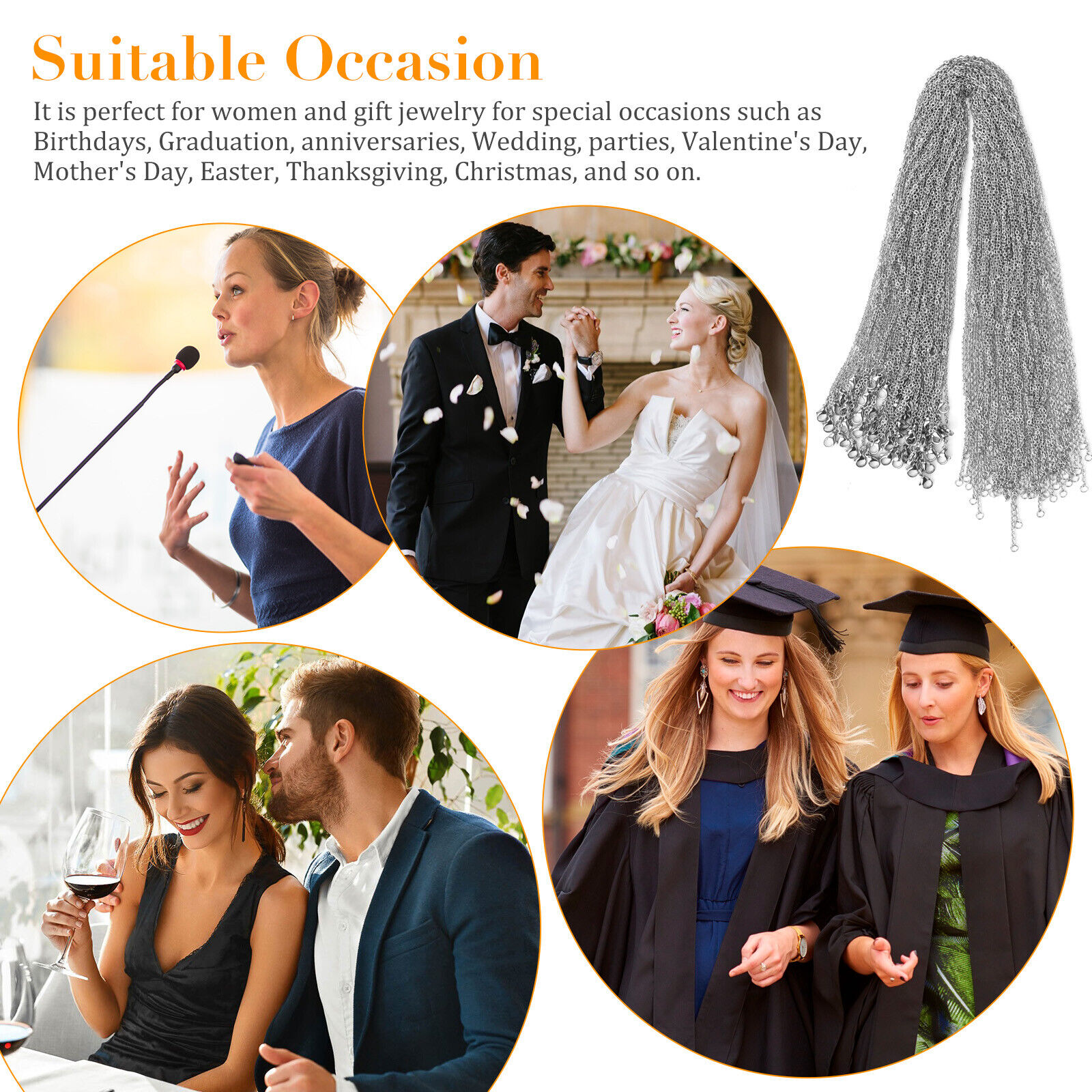 Silver tone chain necklace for DIY jewelry making gift