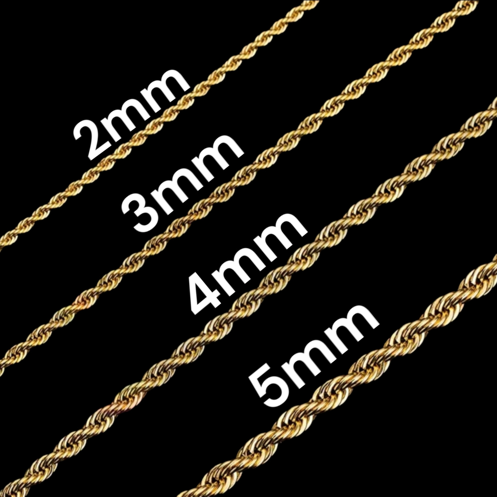Gold Plated Stainless Steel Unisex Rope Chain Necklace