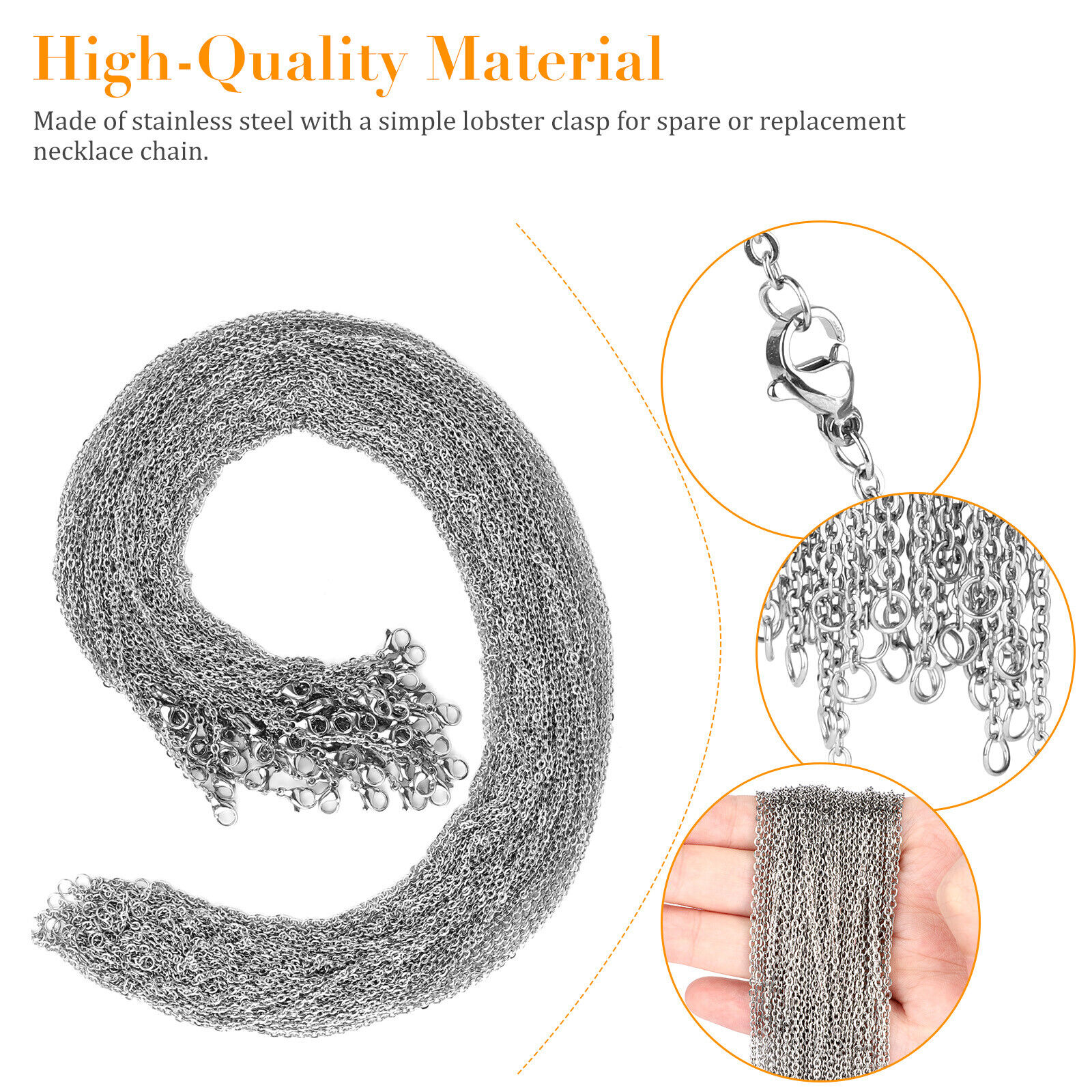 Silver tone chain necklace for DIY jewelry making gift