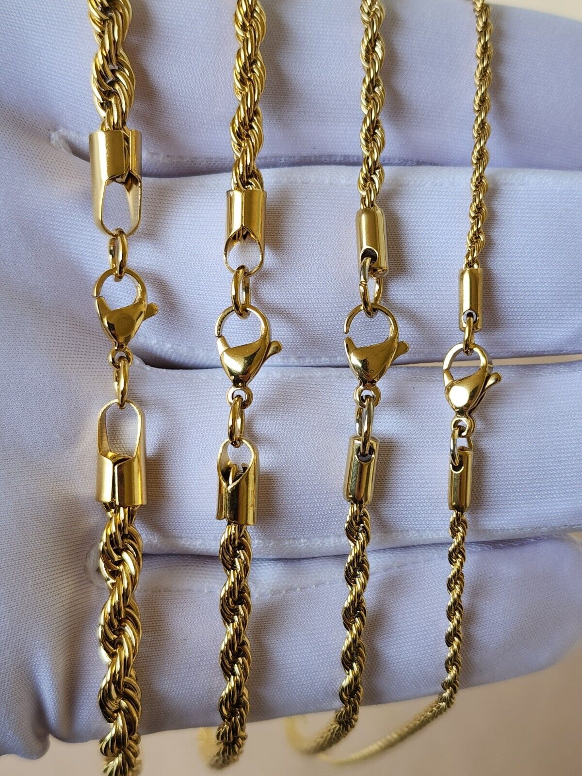 Gold Plated Stainless Steel Unisex Rope Chain Necklace