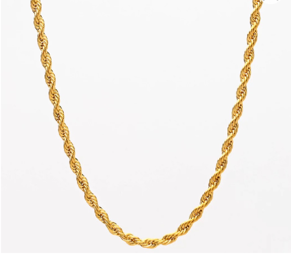 18K Gold Filled Classic Rope Chain Necklace, Various Lengths