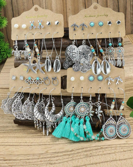 Bulk lot of 24 Handcrafted Boho Earrings