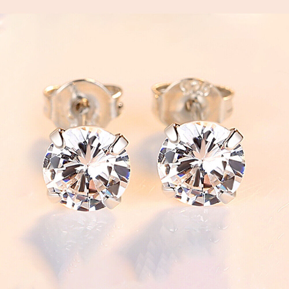 925 Sterling Silver Round Earrings with Cubic Zirconia