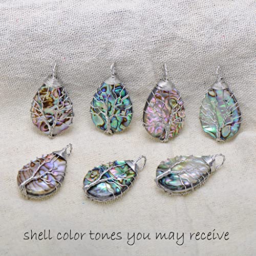 Teardrop Abalone Shell Tree of Life Earrings for Women
