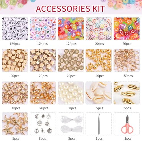 QUEFE 15000pcs, 144 Colors Clay Beads, Charm Bracelet Making kit for Girls 8-12, Polymer Heishi Beads for Jewelry, for Crafts Christmas Gifts