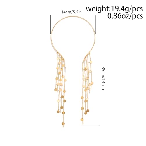 Metal Pearl Open Choker Necklace Adjustable Gold Pearl Choker Necklaces for Women Round Open Cuff Necklace Elegant Cuff Collar Necklace Statement Chain Necklace for Women (Sequin)