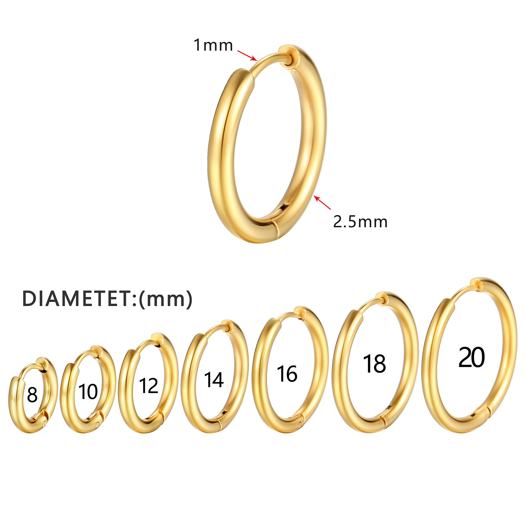 Stylish Stainless Steel Small Hoop Earrings