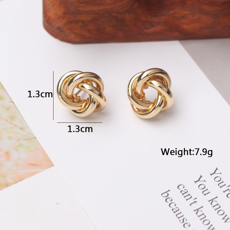 Gold Twist Round Tiny Stud Earrings for Women
