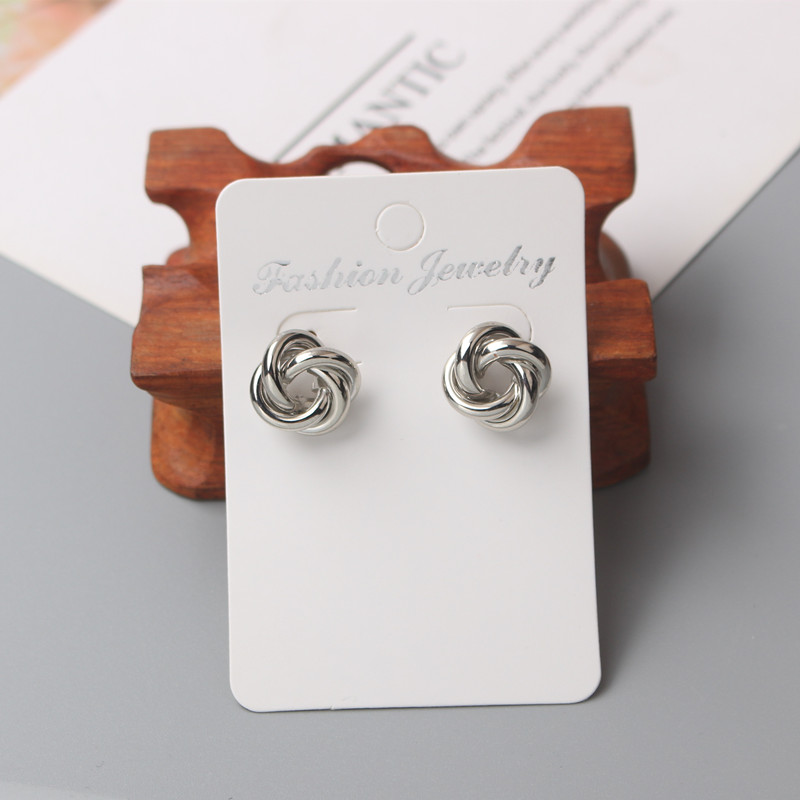Gold Twist Round Tiny Stud Earrings for Women